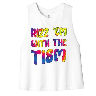 Rizz Em With The Tism Funny Autism Meme Autistic Gift Women's Racerback Cropped Tank