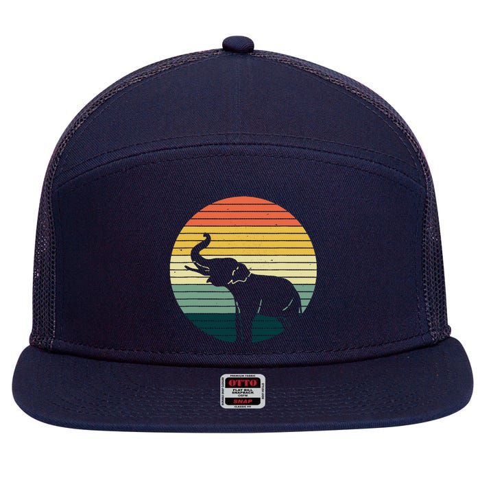 Retro Elephant Wildlife - Vintage Africa Elephant 7 Panel Mesh Trucker Snapback Hat