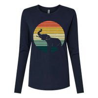 Retro Elephant Wildlife - Vintage Africa Elephant Womens Cotton Relaxed Long Sleeve T-Shirt