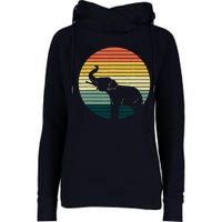 Retro Elephant Wildlife - Vintage Africa Elephant Womens Funnel Neck Pullover Hood