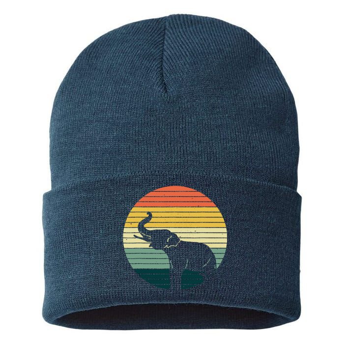 Retro Elephant Wildlife - Vintage Africa Elephant Sustainable Knit Beanie