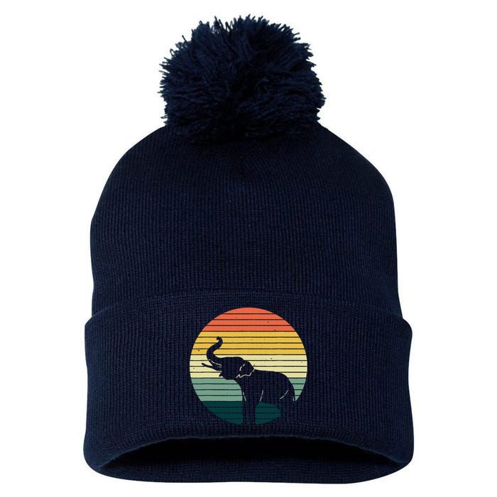 Retro Elephant Wildlife - Vintage Africa Elephant Pom Pom 12in Knit Beanie