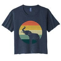 Retro Elephant Wildlife - Vintage Africa Elephant Women's Crop Top Tee