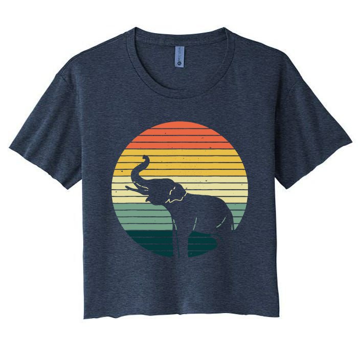 Retro Elephant Wildlife - Vintage Africa Elephant Women's Crop Top Tee