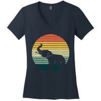 Retro Elephant Wildlife - Vintage Africa Elephant Women's V-Neck T-Shirt