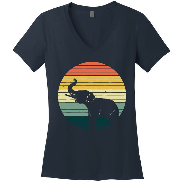 Retro Elephant Wildlife - Vintage Africa Elephant Women's V-Neck T-Shirt