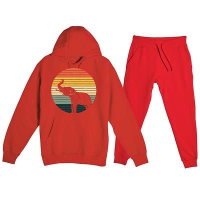 Retro Elephant Wildlife - Vintage Africa Elephant Premium Hooded Sweatsuit Set