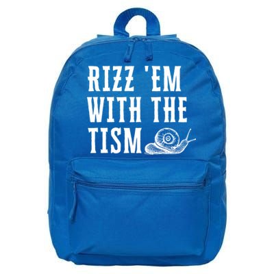 Rizz Em With The Tism Funny Autism Perfect Awareness Funny Gift 16 in Basic Backpack