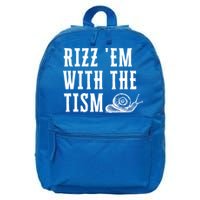 Rizz Em With The Tism Funny Autism Perfect Awareness Funny Gift 16 in Basic Backpack