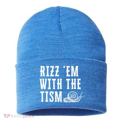 Rizz Em With The Tism Funny Autism Perfect Awareness Funny Gift Sustainable Knit Beanie