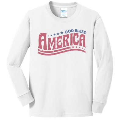 Retro Funny 4th Of July God Bless America Independence Day Kids Long Sleeve Shirt