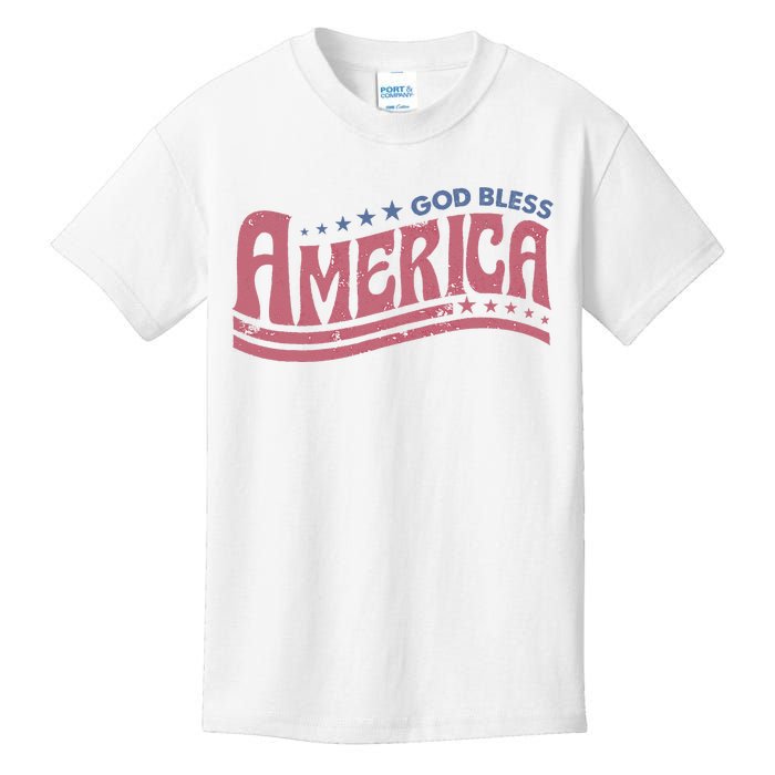 Retro Funny 4th Of July God Bless America Independence Day Kids T-Shirt