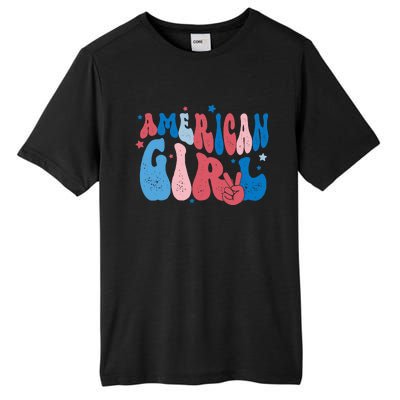 Retro Fourth 4th Of July Patriotic Groovy All American Girl Tall Fusion ChromaSoft Performance T-Shirt