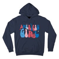 Retro Fourth 4th Of July Patriotic Groovy All American Girl Hoodie