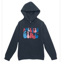 Retro Fourth 4th Of July Patriotic Groovy All American Girl Urban Pullover Hoodie