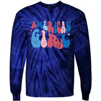 Retro Fourth 4th Of July Patriotic Groovy All American Girl Tie-Dye Long Sleeve Shirt