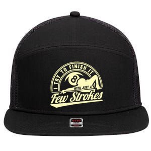 Retro Funny 8 Ball Finish It Few Strokes Pool Billiards Gift 7 Panel Mesh Trucker Snapback Hat