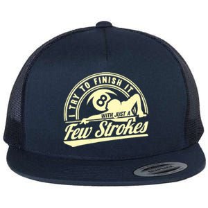 Retro Funny 8 Ball Finish It Few Strokes Pool Billiards Gift Flat Bill Trucker Hat