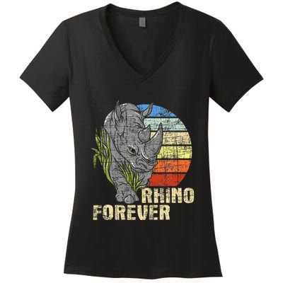 Rhino Forever Animal Whisperer Rhinoceros Safari Animal Women's V-Neck T-Shirt