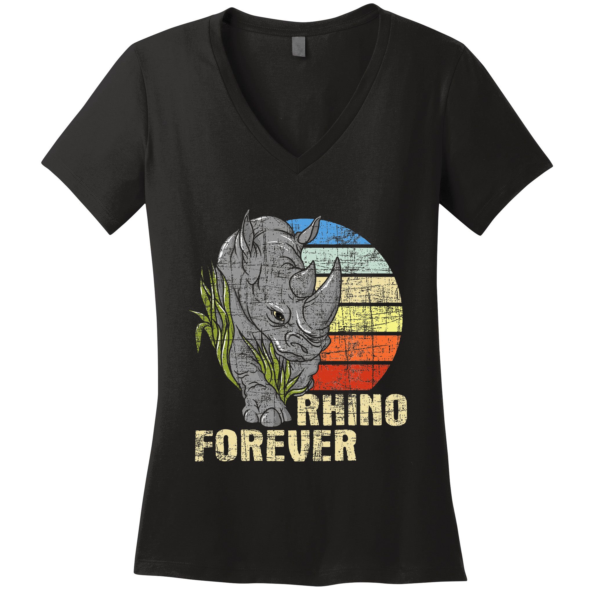 Rhino Forever Animal Whisperer Rhinoceros Safari Animal Women's V-Neck T-Shirt