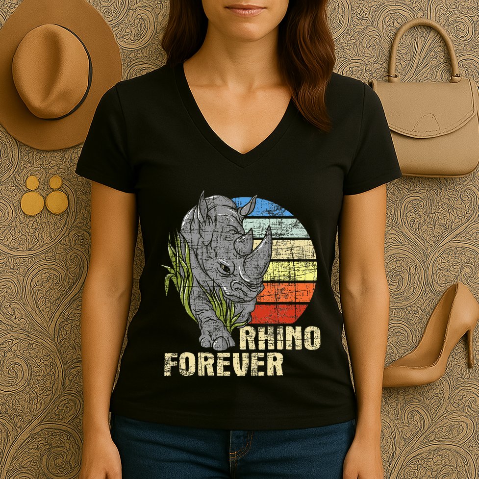 Rhino Forever Animal Whisperer Rhinoceros Safari Animal Women's V-Neck T-Shirt