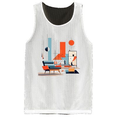 Retro Furnishings Abstract Furniture Mid Century Modern Mesh Reversible Basketball Jersey Tank