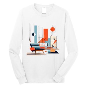 Retro Furnishings Abstract Furniture Mid Century Modern Long Sleeve Shirt