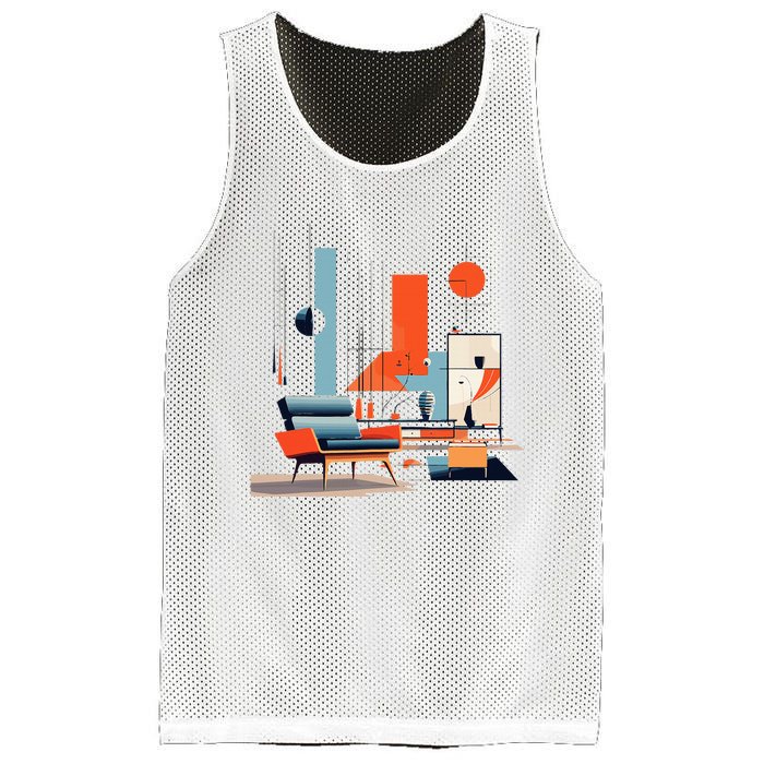 Retro Furnishings Abstract Furniture Mid Century Modern Mesh Reversible Basketball Jersey Tank