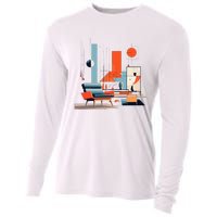 Retro Furnishings Abstract Furniture Mid Century Modern Cooling Performance Long Sleeve Crew