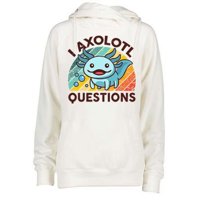 Retro Funny Axolotl I Axolotl Questions Cute Axolotl Womens Funnel Neck Pullover Hood