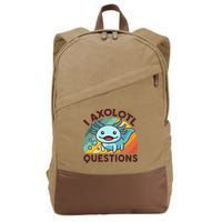 Retro Funny Axolotl I Axolotl Questions Cute Axolotl Cotton Canvas Backpack