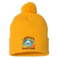 Retro Funny Axolotl I Axolotl Questions Cute Axolotl Pom Pom 12in Knit Beanie