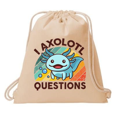 Retro Funny Axolotl I Axolotl Questions Cute Axolotl Drawstring Bag