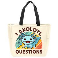Retro Funny Axolotl I Axolotl Questions Cute Axolotl Zip Tote Bag