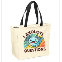 Retro Funny Axolotl I Axolotl Questions Cute Axolotl Zip Tote Bag
