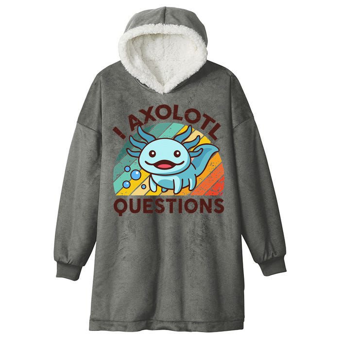 Retro Funny Axolotl I Axolotl Questions Cute Axolotl Hooded Wearable Blanket
