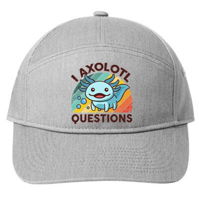Retro Funny Axolotl I Axolotl Questions Cute Axolotl 7-Panel Snapback Hat