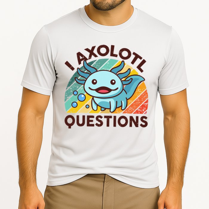 Retro Funny Axolotl I Axolotl Questions Cute Axolotl Performance Shirt