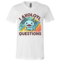 Retro Funny Axolotl I Axolotl Questions Cute Axolotl V-Neck T-Shirt