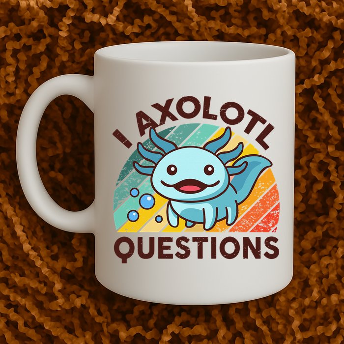 Retro Funny Axolotl I Axolotl Questions Cute Axolotl Mug