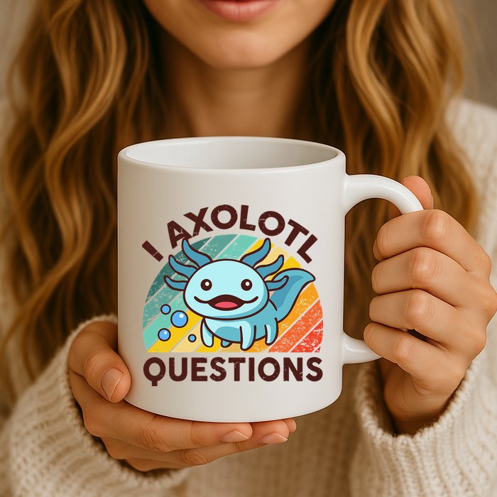 Retro Funny Axolotl I Axolotl Questions Cute Axolotl Mug