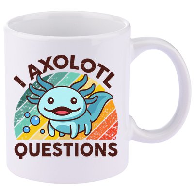 Retro Funny Axolotl I Axolotl Questions Cute Axolotl 11oz C Handle Ceramic Mug