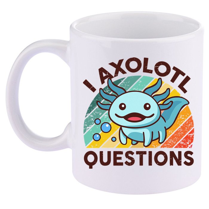 Retro Funny Axolotl I Axolotl Questions Cute Axolotl 11oz C Handle Ceramic Mug