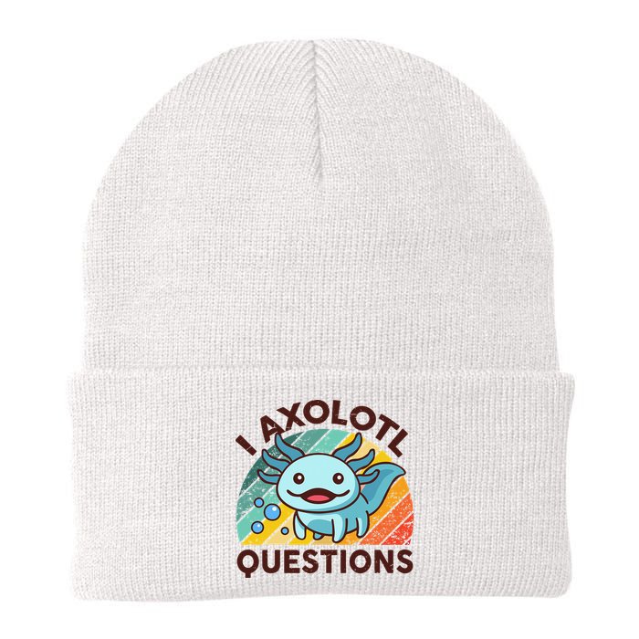 Retro Funny Axolotl I Axolotl Questions Cute Axolotl Knit Cap Winter Beanie