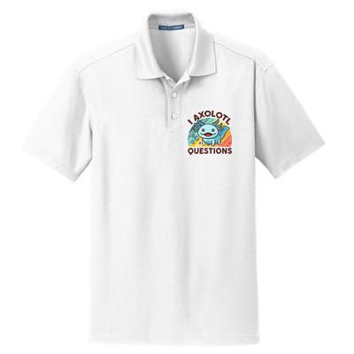 Retro Funny Axolotl I Axolotl Questions Cute Axolotl Dry Zone Grid Polo