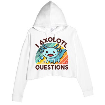 Retro Funny Axolotl I Axolotl Questions Cute Axolotl Crop Fleece Hoodie