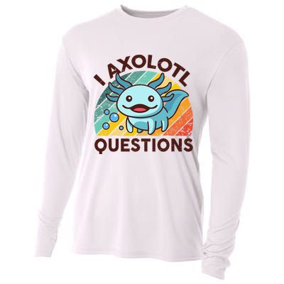 Retro Funny Axolotl I Axolotl Questions Cute Axolotl Cooling Performance Long Sleeve Crew