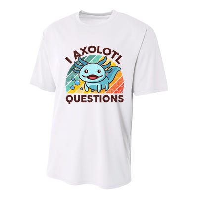 Retro Funny Axolotl I Axolotl Questions Cute Axolotl Youth Performance Sprint T-Shirt