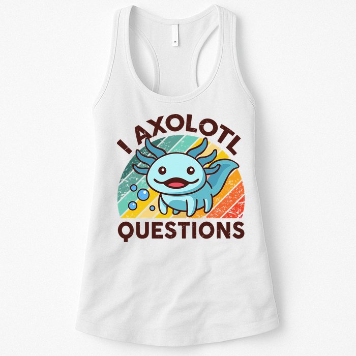 Retro Funny Axolotl I Axolotl Questions Cute Axolotl Womens Tank Top