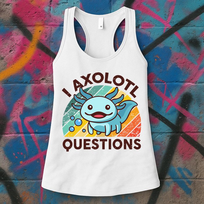 Retro Funny Axolotl I Axolotl Questions Cute Axolotl Womens Tank Top